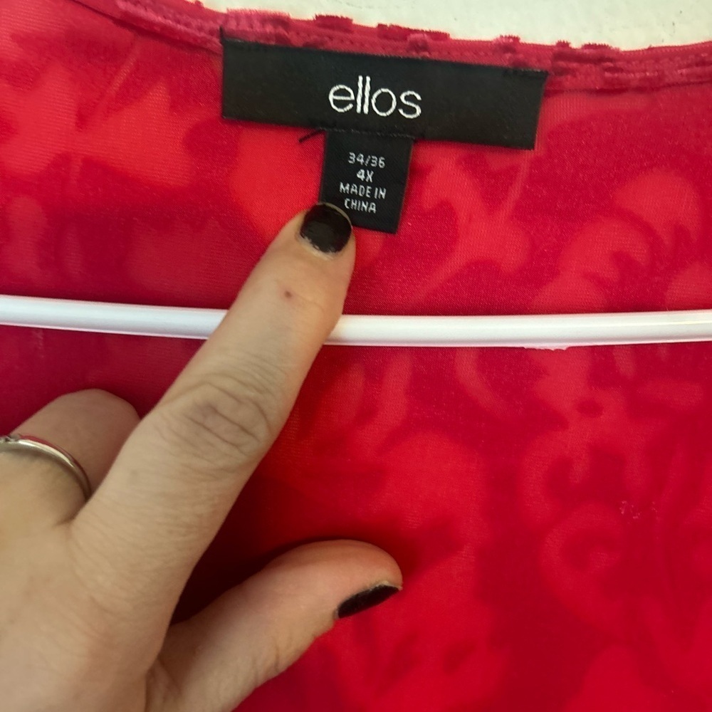 Ellos Size 4X Red Lux Velvet Burnout
Poncho Silhouette Tunic Cover Plus - Picture 6 of 10
